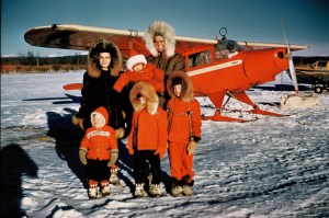 Wearing my mukluks and mittens for our Christmas picture in Tanana