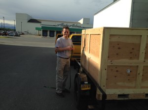 Mark Getting the  Moose Crate in Anchorage 